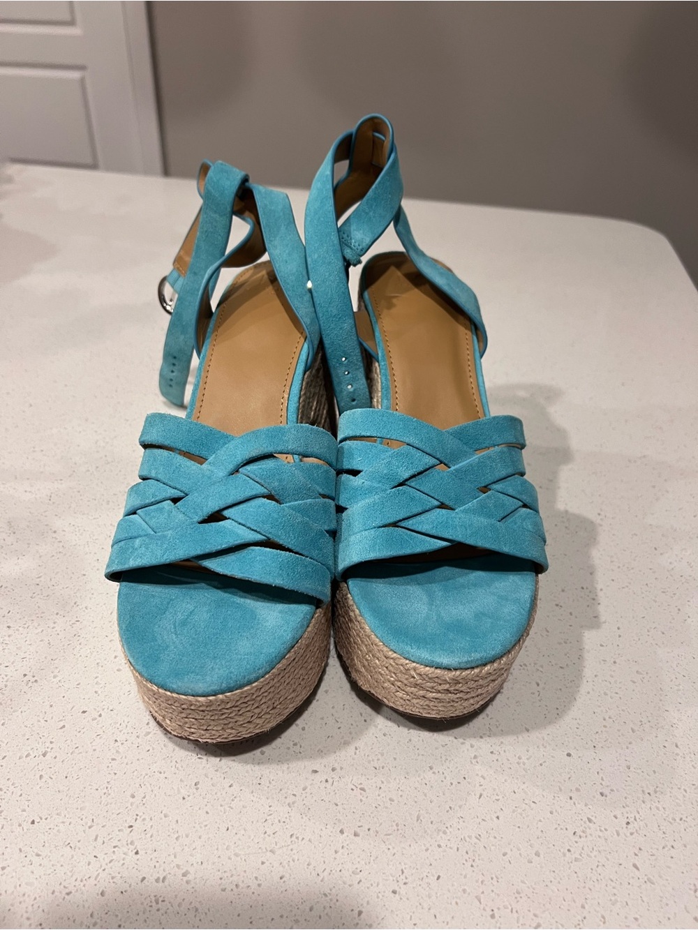 Women’s Teal Suede Espadrille Platform Sandals - Brand new never worn w/o tags